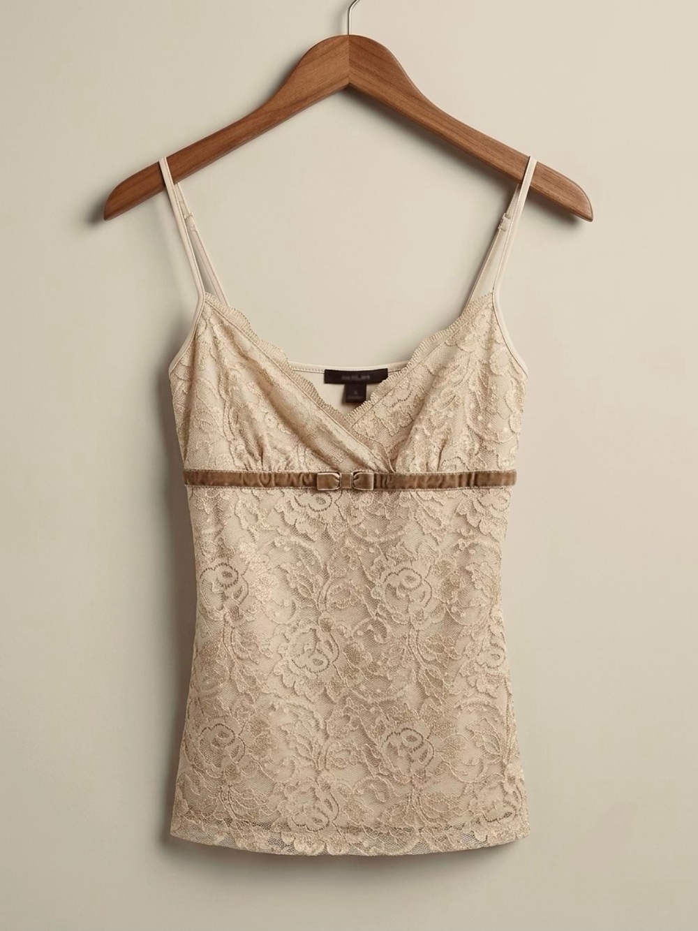 Express Vintage Y2K Lace Cami Tank Top with Velvet Trim